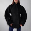 White Woolen Women's Coat Stand Collar Button Waist-cinching Long Sleeve Female Jacket Spring Autumn Tweed Outwear