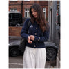 Chic Embroidery Pink Lace Up Woman Short Coat Casual Long Sleeves V Neck Jacket Autumn Lady Commuter Street Outerwear