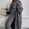 Women Knitted Cardigan Autumn Loose V-neck Long Sleeve Casual Midi Outerwear Simple Sweater Coat Basic Soft Y2K Jacket All-match