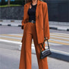 Spring Autumn Small Suit Set Two Piece Set Women's Casual Lapel Blazer Coats Suit Straight Leg Pants Suit 2 Pice Set Streetwear