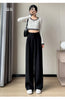 Wool Autumn Slim High Waist Straight Women's Pants Casual Solid Color Loose Chic Female Wide Leg Pants Office Ladies