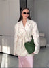 Flowers Print Loose Suit Collar Coat For Women Elegant Belted Waist Cinching Suit Jacket Female Street Chic Top