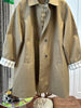 Korean Contrasting Color Plaid Lapel Medium and Long Trench Women's Coat Loose Coat