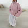 Casual Long Sleeve Zipper Knitted Coat Stand Collar Stripe Knitting Cardigan for Women Spring Autumn Female Sweater