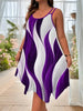 Plus-size women's asymmetrical geometric stripes printed double strap dress