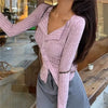 Korean Knit Cardigan Women Y2k Clothes V Lapel Long Sleeve Knitted Jumper Collar Sweater Coat Vintage Slim Cardigan