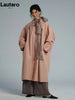 Spring Autumn Long Oversized Thin Pink Trench Coat for Women Single Breasted Elegant Chic Designer Clothing