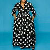 Plus Size Women Shirt Dress Long Sleeve Spring A-Line Polk Dot Print Elegant Casual Pockets Lace Up Dress Vestido