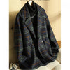 Plaid Suit Woolen Coat Women Autumn Winter Korean Loose Woolen Coat Mid-Length Wool Blazer Overcoat Woman Jacket