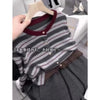 European goods striped cashmere cardigan women spring and autumn round neck soft waxy senior sense wool knit sweater coat