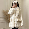 Faux Fur PatchworkTwisted Knitted Cardigan Women Elegant Lapel Long Sleeve Pockets Furry Knitwear Autumn Female Loose Outerwears