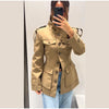 Pocket Stand Collar Long Sleeves Jacket Woman Single Breasted Solid Color Waist Cinching Jackets Versatile Women's Jackets
