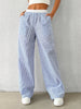 Women's Casual Striped Woven Wide Leg Pants Fall Winter Casual Stylish Full Length Trousers Y2K Clothes Streetwear