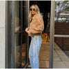 Brown Retro Suede Lapel Zippered Short Jackets Women's Casual Full Sleeves Pocket Loose Coats Spring Daily Commute Outwear