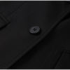 V-Neck Longline Tailored Double-Breasted Blazer Coat Black Peak Lapel Welt Pockets Autumn Elegant Office Women Outerwear