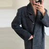 Elegant Women's Woolen Overcoat Solid Lapel Double Breasted Full Sleeve Long Coat Autumn Winter Lady Outwear