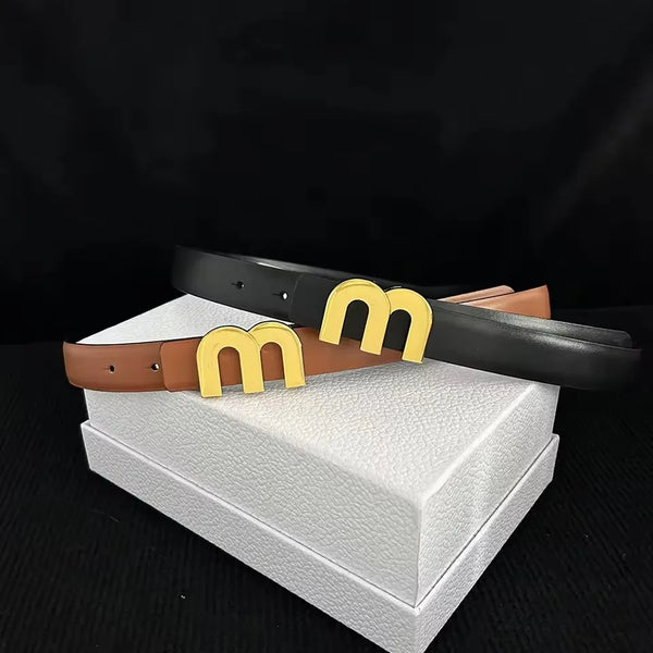 Thin 2.5cm Belts for Women Girls Waist Belt Cowhide Leather MetalBuckle Belt Leisure Dress Jeans Waistband