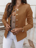 Casual O-neck Long Sleeve Jacket Outerwear Office Lady Spring Autumn Elegant Solid Blazer Coat For Women Female Top