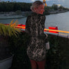 Lace Hollow Out Long Sleeve Sexy Mini Dress For Women Half High Collar Bodycon Club Party Dress Elegant Dresses