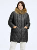 Women's Winter Jacket Plus Size Women Parka Long Down Jackets Hooded Diamond Quilted Coat Female Clothing Split Hem
