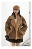 Women Faux Leather Coat Single Breasted Loose Casual Motorcycle Suit Suede Fur Jacket Female Top Autumn Winter