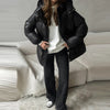Solid Zipper Drawstring Puffer Jacket Quilted Water-Resistant Loose Winter/Fall Warm Women Outerwear Daily Causal Lady Coat