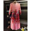 Niche Design Printed Lantern Sleeve Women's Dress Elegant Round Collar Elastic Famale Clothing 2DB6610