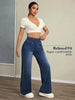 Women's Jeans Elastic Waist High Stretch Loose Straight-Leg Pants Comfortable Versatile