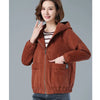 Corduroy Short Coat 5XL Women's Spring Autumn Korean Loose Solid Hooded Jacket Casual Female Zipper Coat Tops
