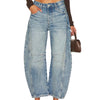 Women's Relaxed-Fit Denim Curved Pants