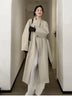 Autumn Simple Style Korean Long Stand-up Collar White Trench Coat Women's Trench