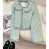 Blue Short Quilted Shoulder Pad Jacket Women's Style Korean Name Brand Autumn