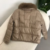 Real Fox Mink Fur Collar Coat Winter Women White Duck Down Jacket Ladies Short Warm Puffer Female Loose Vintage Parka Outerwear