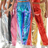Red Women's Aurora Laser Gradual Change High Waist Straight Pants, Blue Thin Female Stretch Trousers