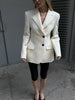 Women's Autumn Winter Slim Waist Chic Blazer Coats Office Ladies Double Breasted Suits Jacket Women Clothing