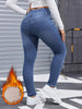 Women's High Waist Fleece Lined Skinny Jeans Stretch Slim Fit Denim Pants Warm Thick Thermal Trousers Winter Daily Streetwear