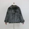 Extra Long Real Genuine Natural Knitted Rabbit Fur Shawl Coat with Fox Fur Collar Women's Knit Jacket Cape