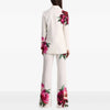 High Street Designer Runway Suit Set Women's Floral Printed Blazer Flare Pants Suit 2pcs