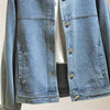 Retro Lady Stand-up Collar Jeans Top Outwear Femme Leisure Short Denim Coat Spring Autumn Women Long Sleeves Cowboy Jacket