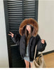 Warm Down jacket Ladies Pai Overcome Winter Cotton Padded Coat Women Parkas Horn Hooded Outcoat Big fur collar Overcoat