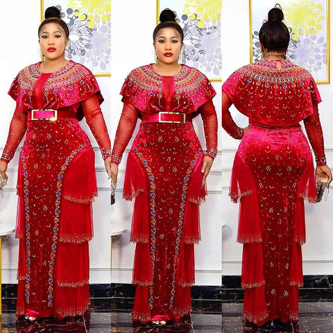 Bodycon Long Maxi Dress African Dresses for Women Sexy Spring African Women Long Sleeve Plus Size Long Dress