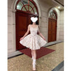 Sweet Bow Corduroy Long Sleeve Tops Women+ Y2k Gentle Slim Waist Bottoming Camisole Floral Dress Spring Two Piece Sets