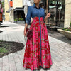 Autumn Winter African Dresses for Women African Long Sleeve Printing Polyester Red Blue Long Dress Maxi Dress African Clothes
