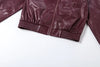 PU Crop Jacket Women Fall Wild Gothic Punk Elegant Waist Zip Full Sleeve Casual Streetwear Simple Classic Coat