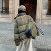 Plaid Print Cotton-Padded Jacket Women Winter Thicken Warm Puffy Bread Clothing Korean Retro Student Down Cotton Parkas Street