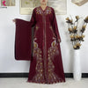 African Clothes Women Dashiki Dress Chiffon Abaya Long Sleeves Dress Islamic Casual Clothing Women Diamond Muslim Long Dress