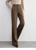 Wool Blend Flare Pants Women Winter Thick Warm Trousers High Waist Office Lady Casual Pants 144K57322