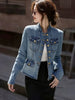 Women's Denim Jacket Spring Autumn Stand-up Collar Comfortable Lady Outerwear Long Sleeve Temperament Ladies Cowboy Coat