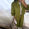 Casual Coats Pants Sets Women Loose Long Sleeves Single Breasted Elastic Waist Knot Suits Female Spring Solid Set Lady