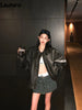 Spring Autumn Cool Handsome Retro Oversized Distressed Brown Soft Faux Leather Jackets for Women Zipper Runway